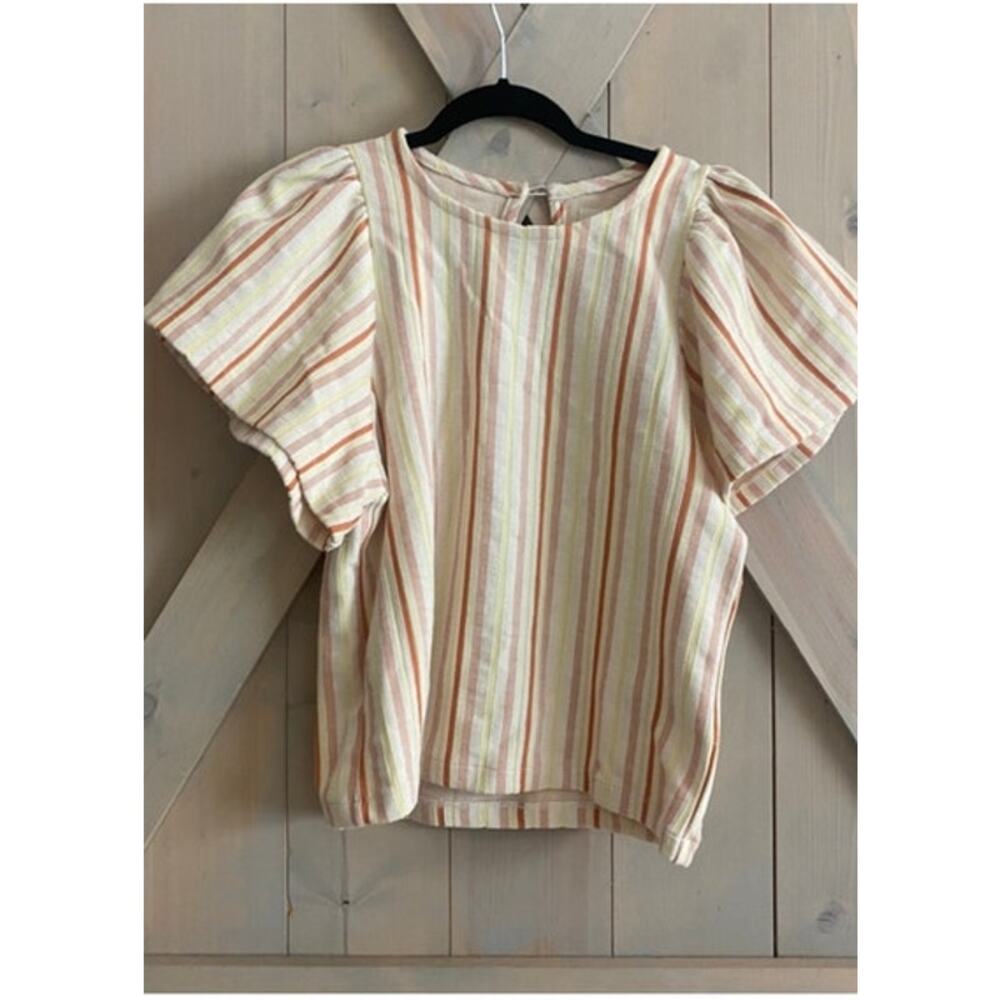 Madewell shirt blouse lot s xs yellow coral blouse Atlantic stripe Swiss dot - Picture 14 of 16